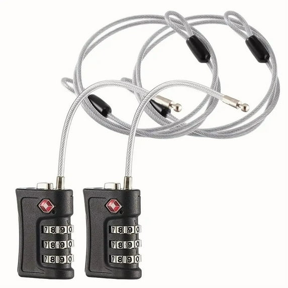 Suitcase Locks TSA Approved, 3 Digit Combination Padlock, TSA Locks for Luggage, Combo Padlock with Code, for Backpack, Gym Locker, Guitar Gun Case, Bag Zipper, Ammo Can, Tool Box (Black)