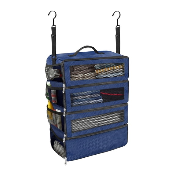 Suitcase Organizer 19.8 Inch Hanging Shelves, Travel Luggage Organizer Portable Packing Cube Closet, Collapsible Travel Organizer for Carry-on Suitcase & Hotel Storage