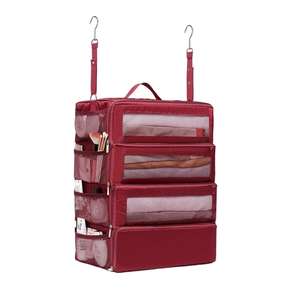 Suitcase Organizer Travel Bags Organizer for Luggage, Compression Hanging Packing Cubes for Carry-on Suitcase, Collapsible Travel Shelves for Closet Hotel Room Use