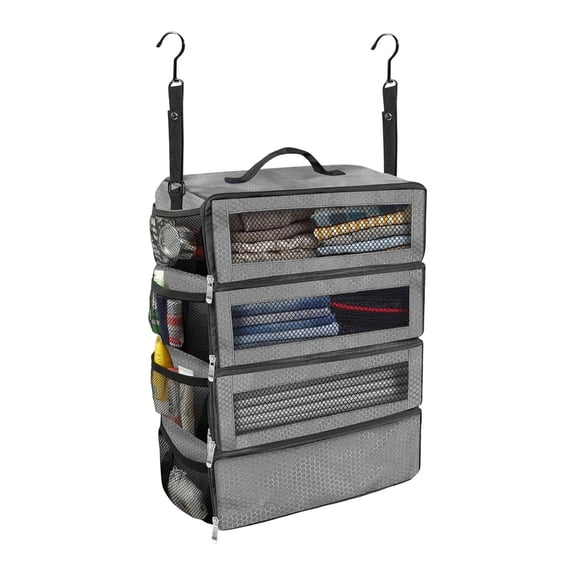 Suitcase Organizer Travel Bags Organizer for Luggage, Compression Hanging Packing Cubes for Carry-on Suitcase, Collapsible Travel Shelves for Closet Hotel Room Use