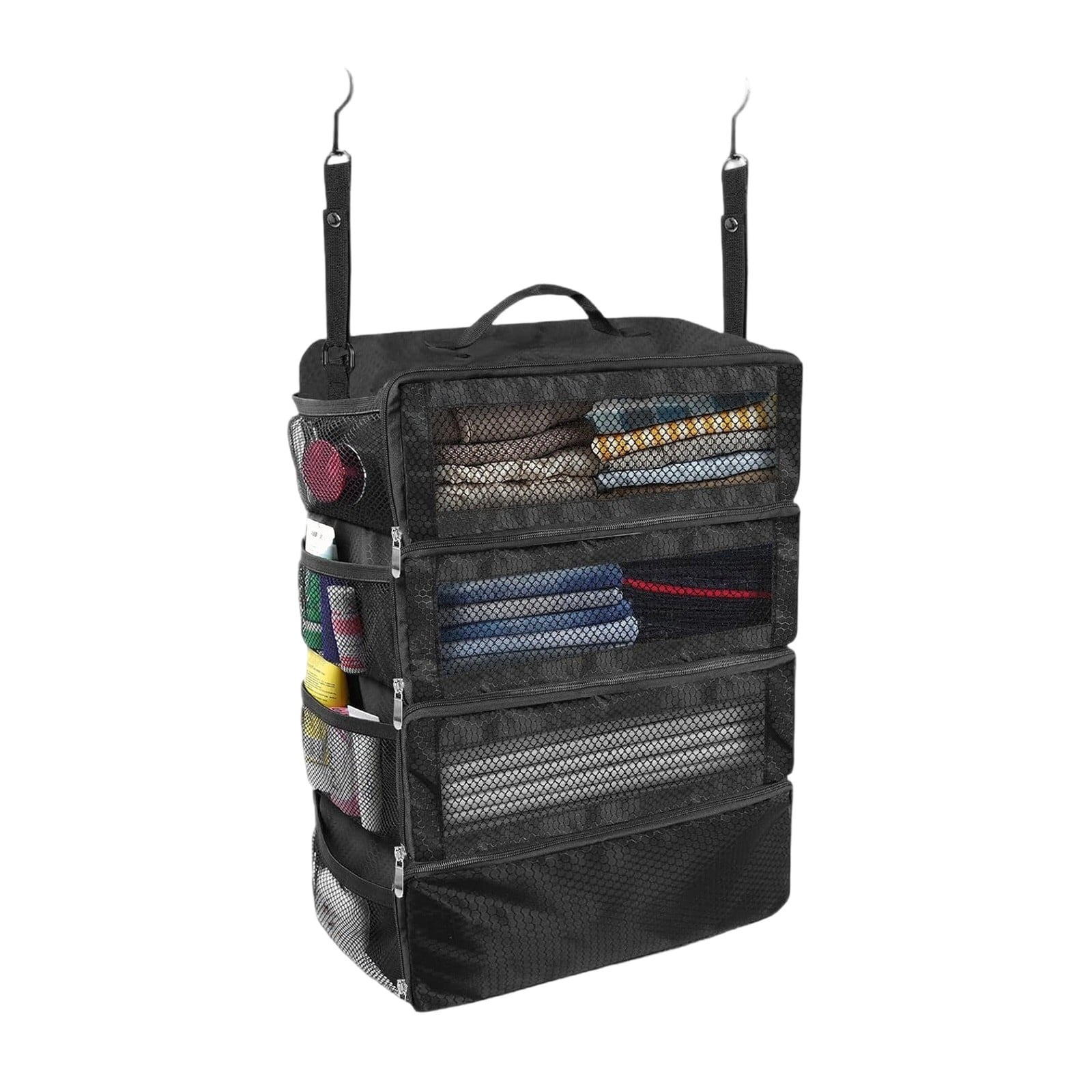 Suitcase Organizer Travel Luggage Organizer Hanging Shelves, Collapsible Portable Packing Cubes for Carry-on Suitcase, Closet Storage for Travel Bags Accessories - Hotel and Cruise Use