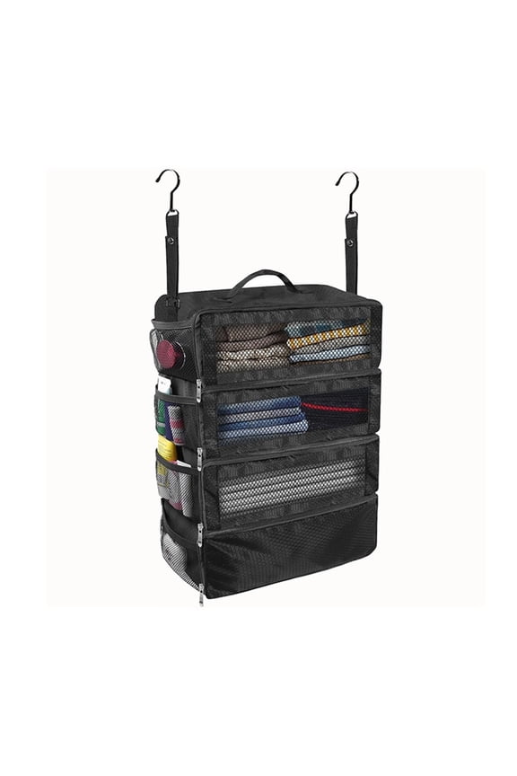 Suitcase Organizer, Travel Luggage Organizer Portable Hanging Travel Shelves Collapsible Hanging Packing Cubes for Carry on Suitcase