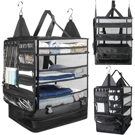 Suitcase Organizer & Travel Shelves, Packing Cubes for Travel, Suitcase Organizer for Carry- Luggage, Easy Packing & Wrinkle-Free Clothes, Black (Fits Travel Bags)