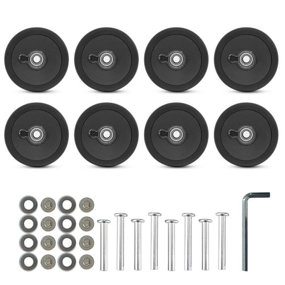 Suitcase Replacement Wheels Kits 8Pcs 55mm Black Rubber Caster Mute Smooth Wheels for Worn Out Luggage Spinner Wheels