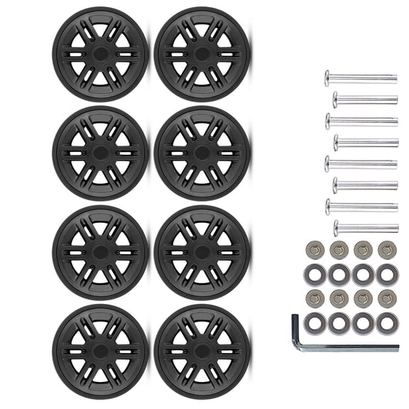 Suitcase Replacement Wheels Kits 8Pcs 60mm Rubber Caster Mute Smooth Wheels for Worn Out Luggage Spinner Wheels