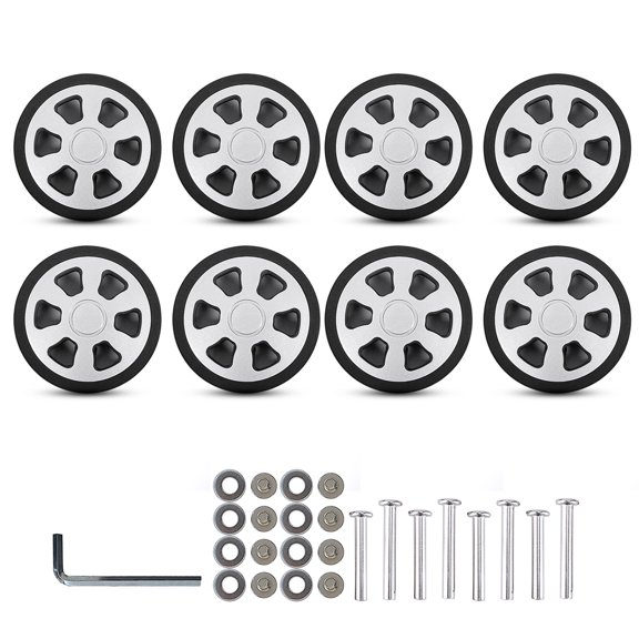 Suitcase Replacement Wheels Kits 8Pcs 60x12mm Rubber Caster Mute Smooth Wheels for Worn Out Luggage Spinner Wheels