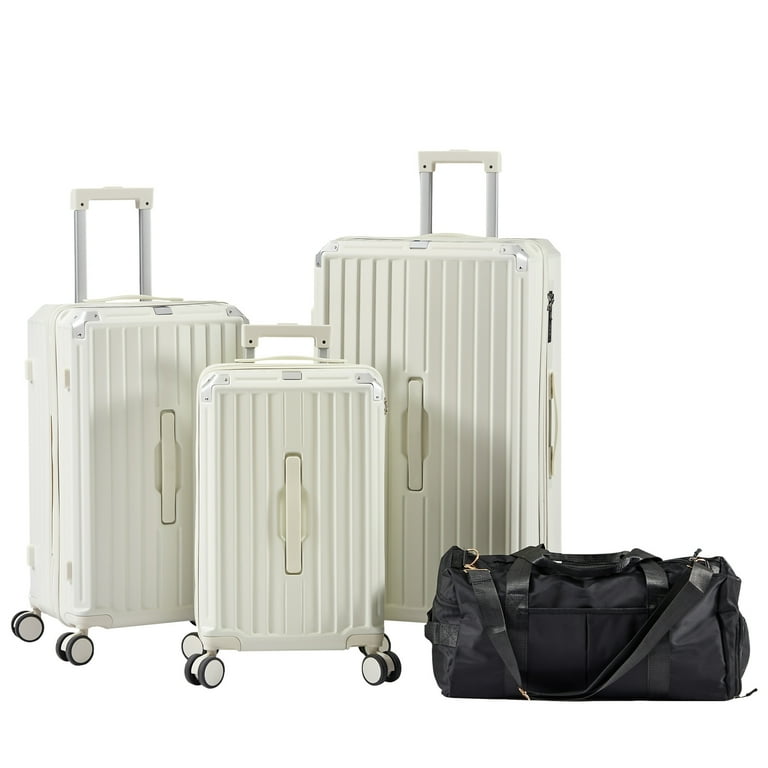 Suitcase Set 4 Piece Luggage Set 20 24 29 Carry On Travel Luggage TSA Lock and Collapsible Cup Holder 360 Spinner Wheels Hardshell Lightweight Luggage Set White 4 piece set Walmart
