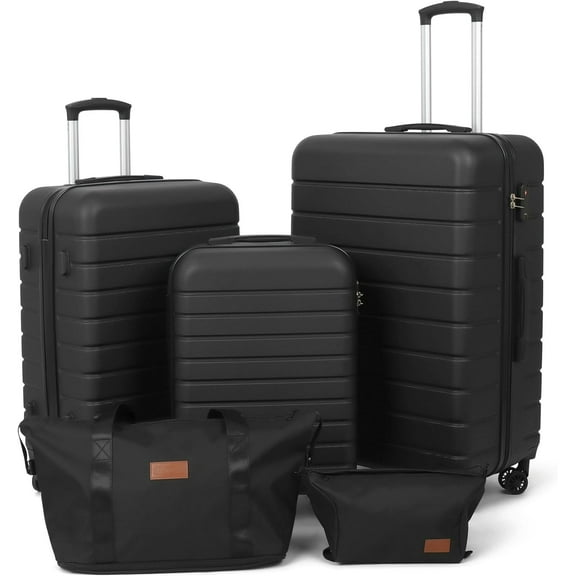 Simpli Magic Hardshell Suitcase Set Lightweight Hardshell Luggage Set with Spinner Wheels, 5 Pc Set