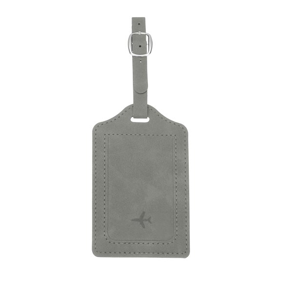 Suitcase Tags, Grey Leather Tags with Private Protection, 1 Pcs