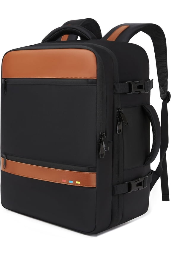 Suitcase-style Laptop Backpack, 25L / 35L Practical Travel Bag for Work, Leisure & Flight, Luggage-Style Commuter Pack (Black, 25L)