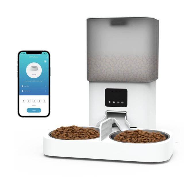 Suitchi Automatic Cat Feeder for 2 Cats, 6L Dry Food Dual Auto Cat