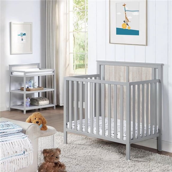 Suite Bebe Connelly Mini Crib with Mattress Pad, Gray & Rockport Gray
