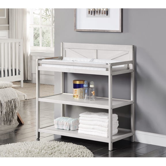 Suite Bebe Barnside Farmhouse Wood Changing Table in Washed Gray