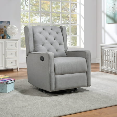 Suite Bebe Bryton Gliding Swivel Recliner Tufted Pebble Fabric