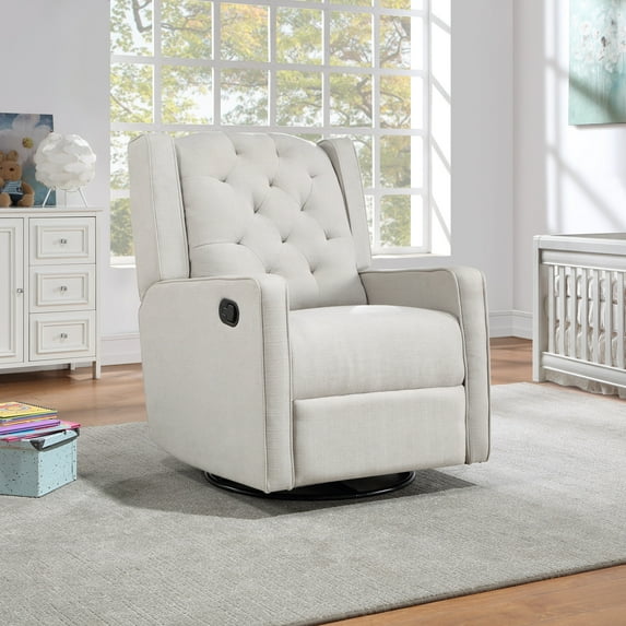 Suite Bebe Bryton Swivel Glider Recliner - Tufted - Woven Gray Fabric