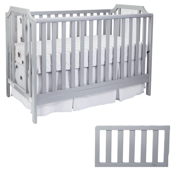 Suite Bebe Celeste Crib and Toddler Guard Rail Bundle Light Gray
