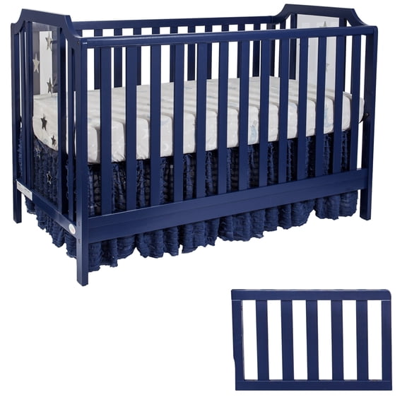 Suite Bebe Celeste Crib and Toddler Guard Rail Bundle Navy Blue