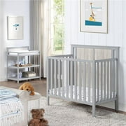 Suite Bebe  Connelly Mini Crib with Mattress Pad, Gray & Rockport Gray