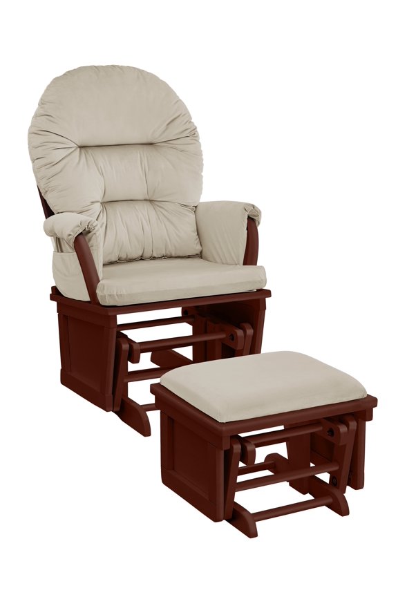 Madison Glider & Ottoman, Espresso Finish with Beige Cushions