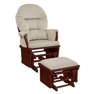 Suite Bebe Madison Wooden Nursery Rocking Chair with Ottoman, Baby Nursing Glider Rocker, Espresso/Beige