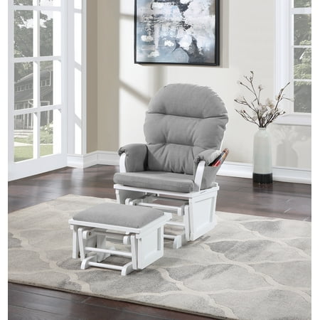 Suite Bebe Monti Storage Glider and Ottoman, White Finish with Oyster Cushions