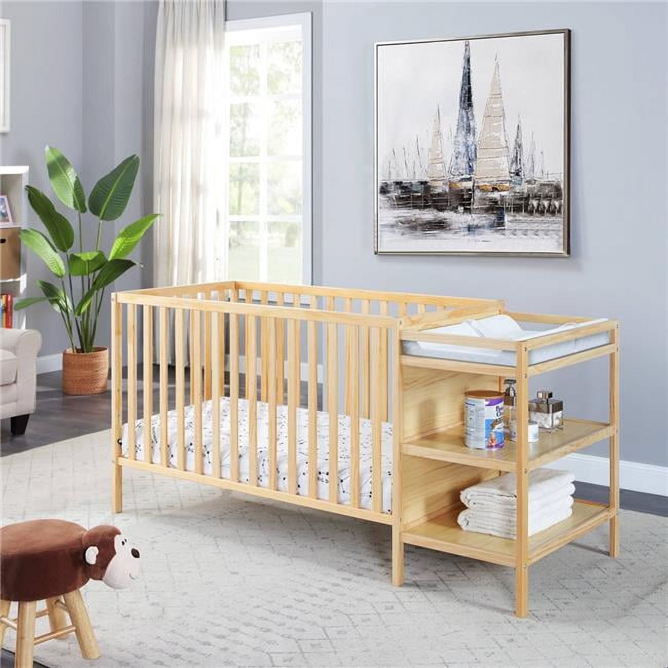 Suite Bebe Palmer 3-in-1 Convertible Crib & Changer Combo in  Natural