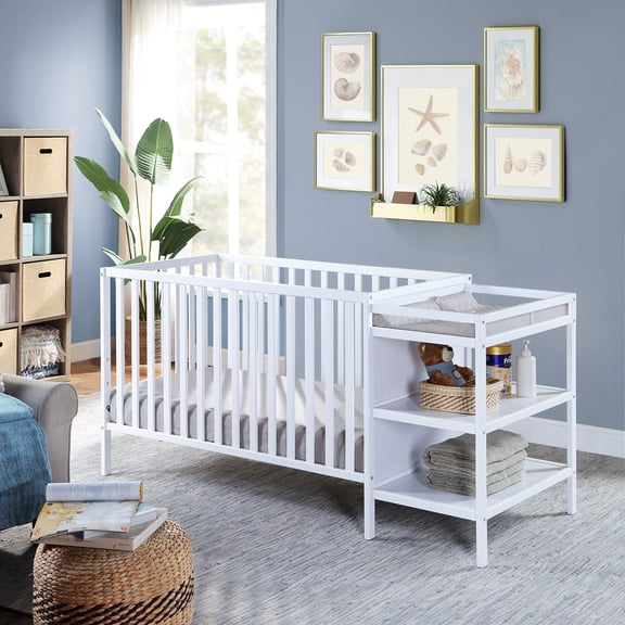 Suite Bebe Palmer 3-in-1 Convertible Crib and Changing Table Combo, White