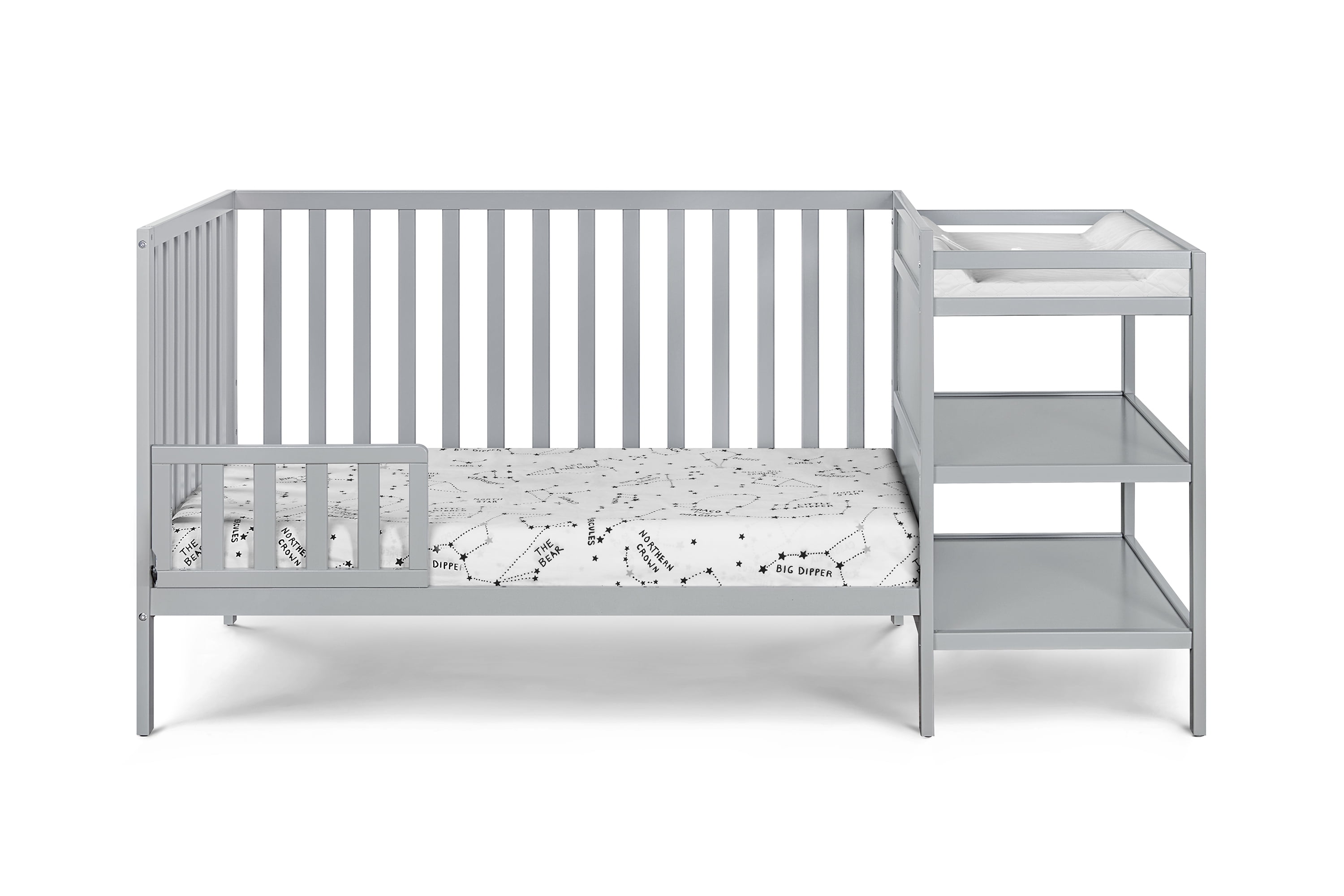 Suite Bebe Palmer Toddler Guard Rail with Stabilizer Bar, Gray Finish
