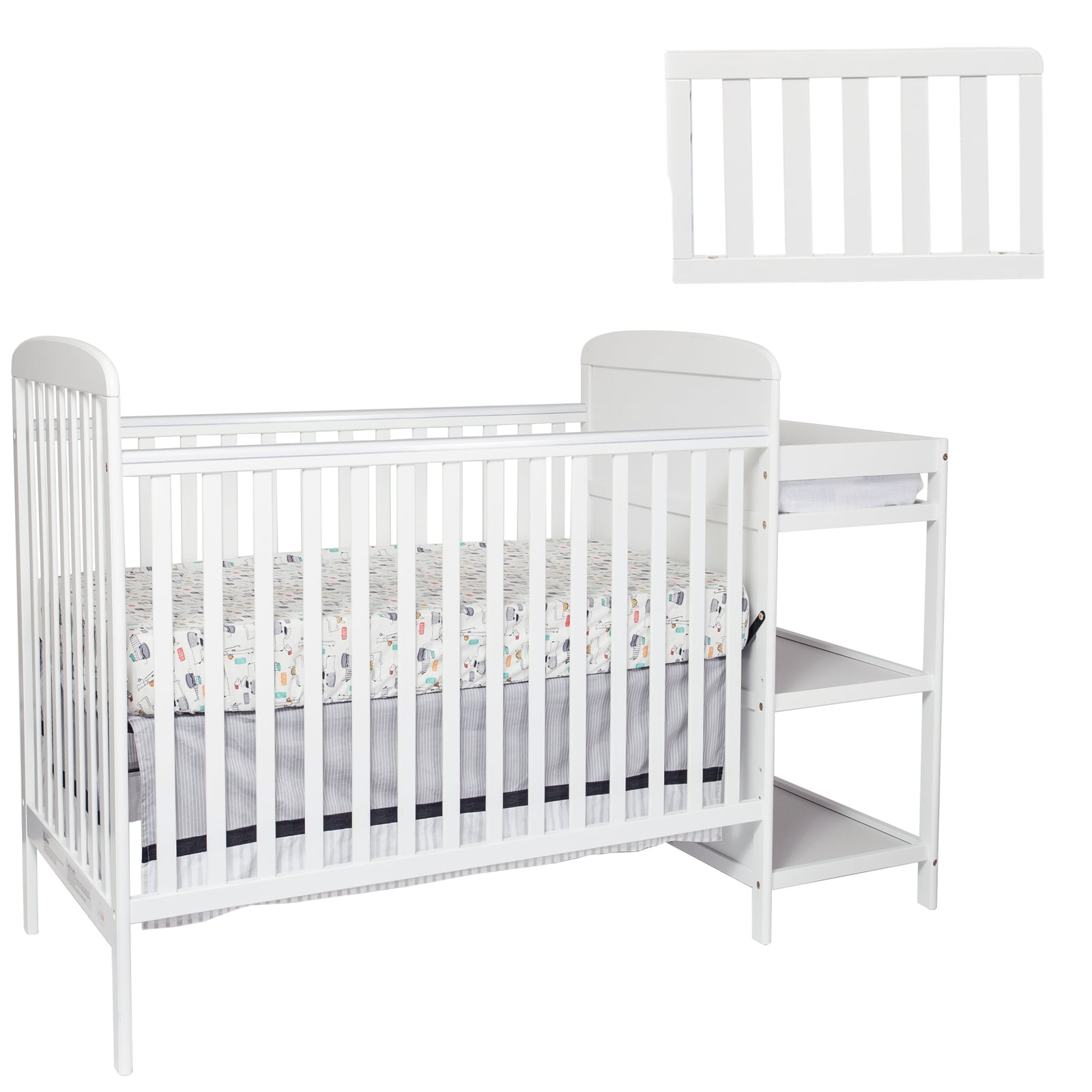 Suite Bebe Ramsey 3-in-1 Convertible Crib With Changing Table - Cherry Finish Nursery