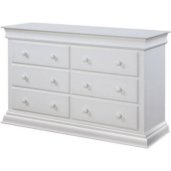 Suite Bebe Universal 6 Drawer Double Dresser, White Finish