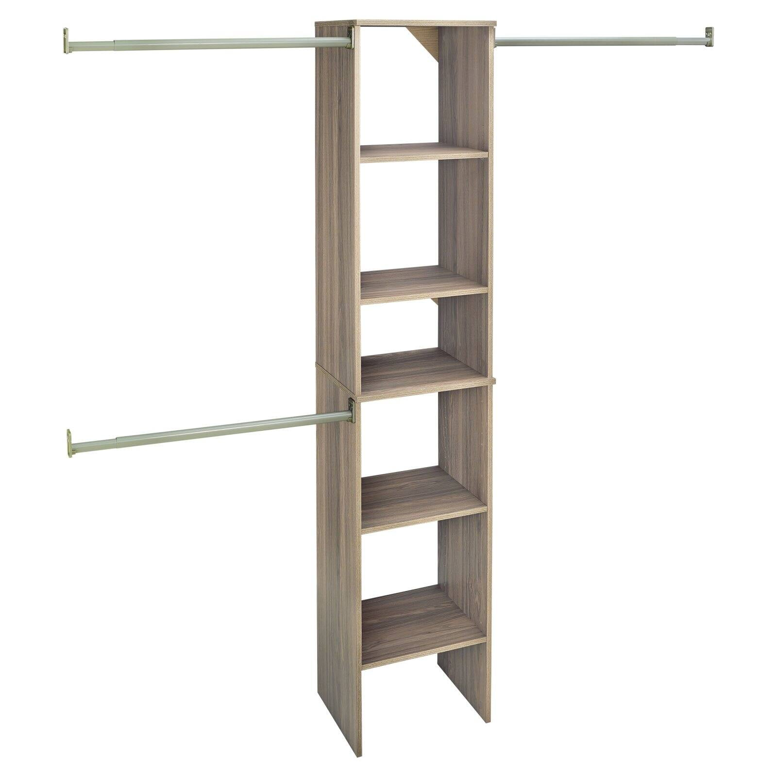 Natural Gray 16" Wood Closet Organizer with Adjustable Shelves