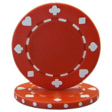 Suited 11.5g Blank Poker Chips, Red Clay Composite, 50-pack