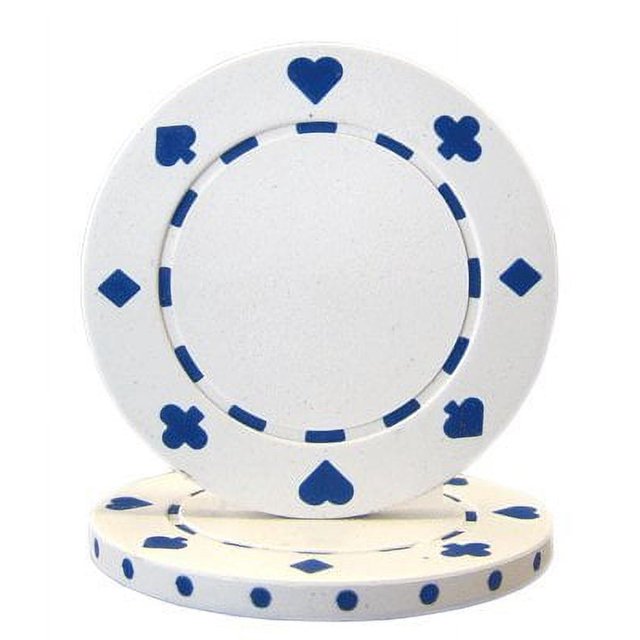 Suited 11.5g Blank Poker Chips, White Clay Composite, 50pack