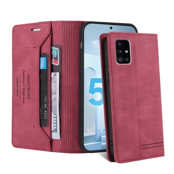 Suited For Samsung Galaxy A71 5G Wallet Case,RFID Blocking PU Leather Flip Kickstand Phone Cover Wallet with Card Slot Shockproof Protective Case For Samsung Galaxy A71 5G,Red
