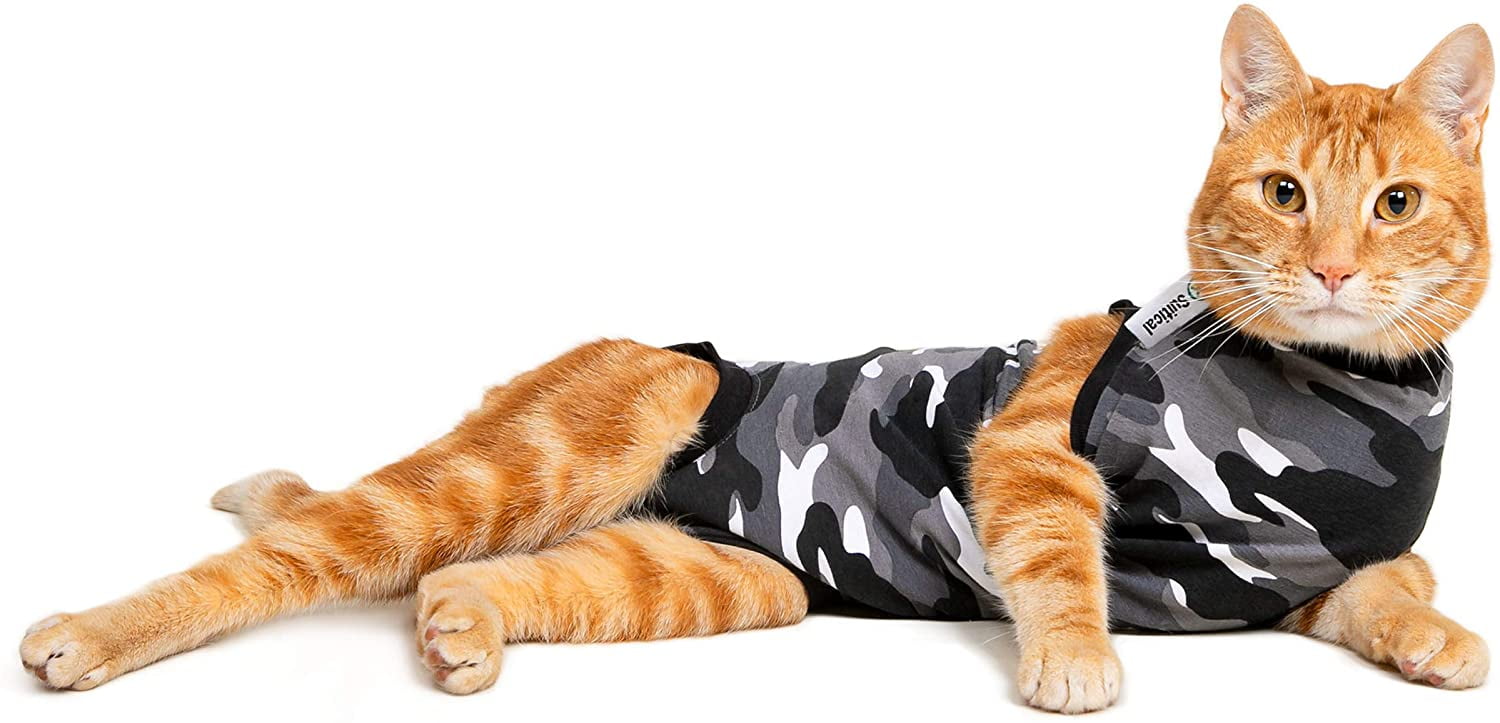 Suitical Recovery Suit Cat, Extra Small - Black Camouflage