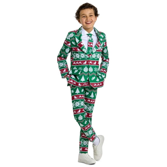 Suitmeister Boys' Suits BOYS Christmas Green Nordic - L Green