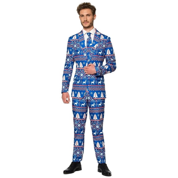 Suitmeister Men's Suits Christmas Blue Nordic - S Blue