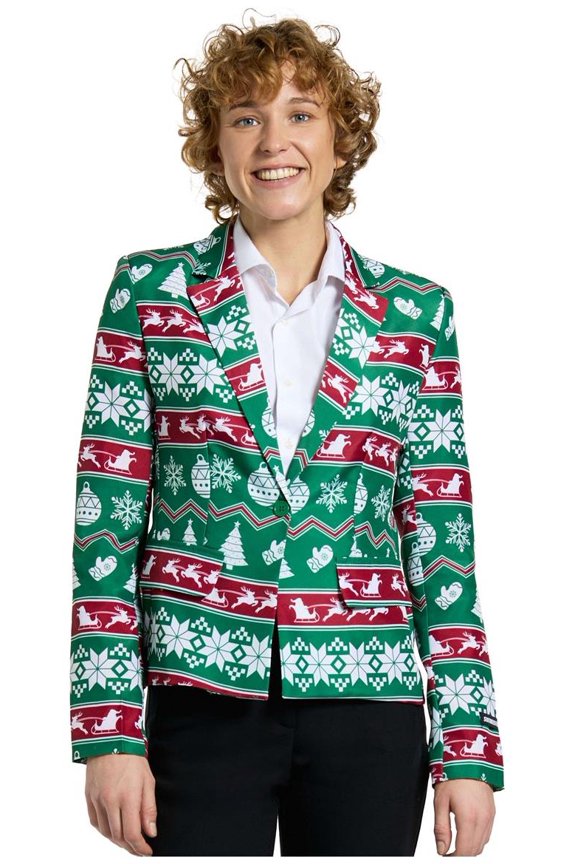 Women's Blazers WMNS Christmas Green Nordic Jacket - L Green