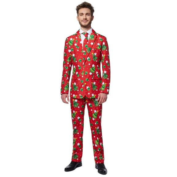 Suitmeister Men's Suits Christmas Trees Stars Red - M Red