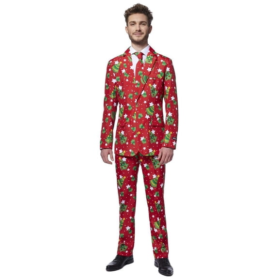Suitmeister Men's Suits Christmas Trees Stars Red - XL Red