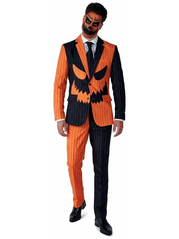 Men's Suits Jack-O Pinstripe Black - M Orange