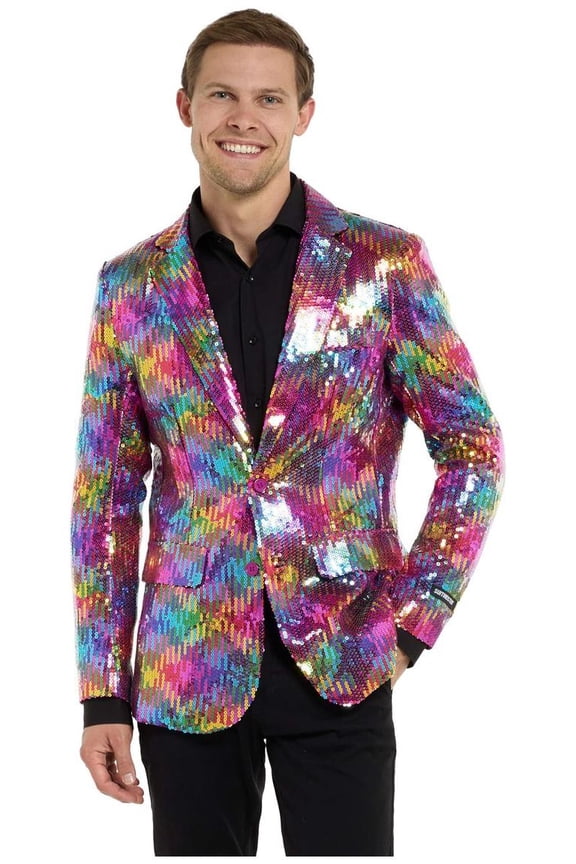 Men's Blazers Sequins Rainbow - M Multicolor