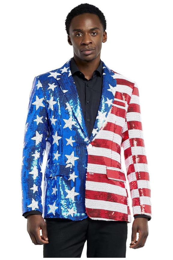 Men's Blazers Sequins Stars & Stripes - M Multicolor