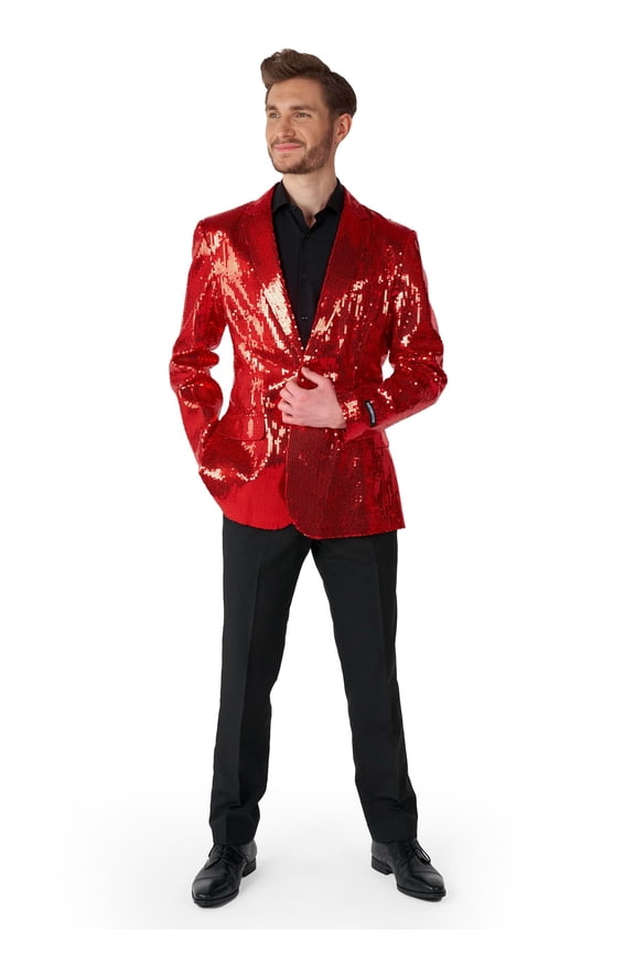 Men's Blazers Sequins Red - L Red
