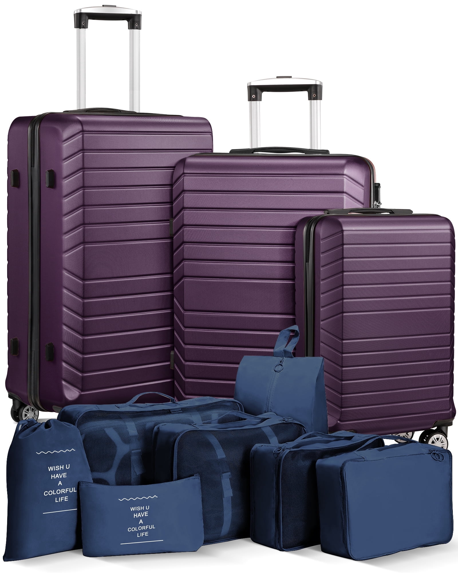 Walmart 3 Piece Large Size Luggage Sets with 7PCS Organizer Bags