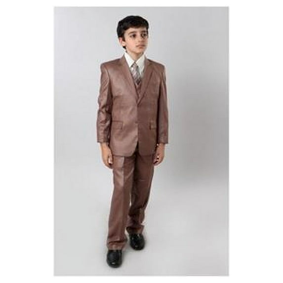 Suits America Tazio 2 Button Vested Notch Lapel Boys Suits, Bronze - 14