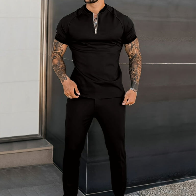 Suits For Mens Sets 2 Piece Outfits Shirt Fashion Tracksuits Casual Set  Plus Size Short Sleeve And Pants