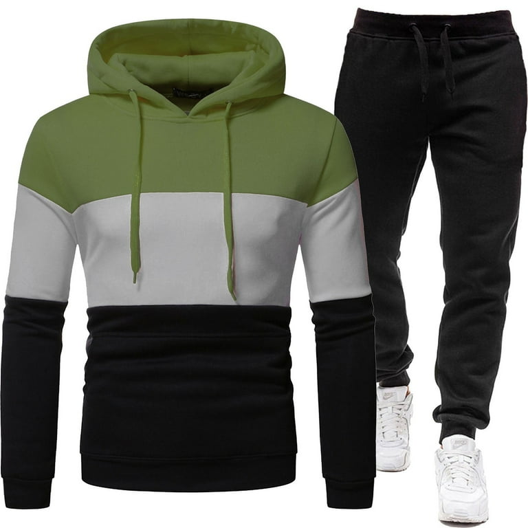 Suits for Men Mens Tracksuit 2 Piece Hoodie Jogging Sweatsuits Sets Pullover Casual Running Sport Hoodie and Sweatpants Set for Men Men Fashion Suit Color Green Size 3XL Walmart