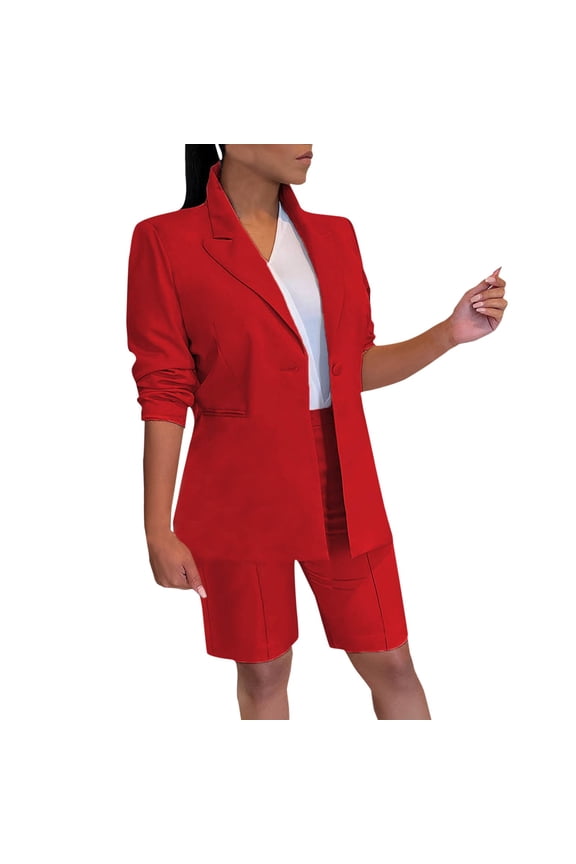 Suits Shorts Set For Women 2023 Two Piece Outfits One Button Up Jacket And Short Suits
