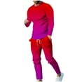 thumbnail image 1 of Suits for Men,Mens Casual Pants,Men Casual Round Neck Gradation Printing Long Sleeve Blouse And Pants Trousers Suit,Suit for Men, 1 of 7